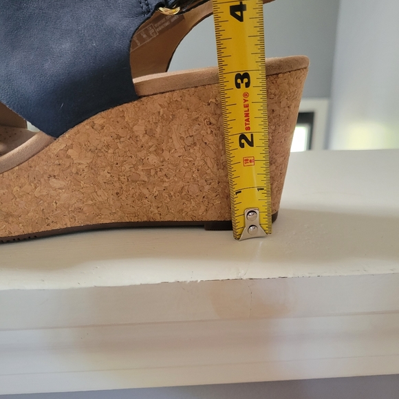 Clarks Navy Nubuck Wedges - Picture 7 of 8